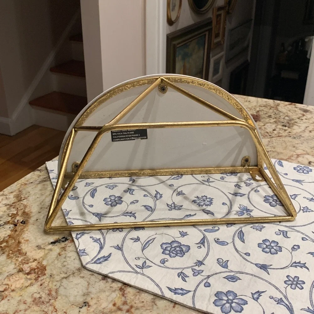 White and Gold Geometric Half-Moon wall Shelf
